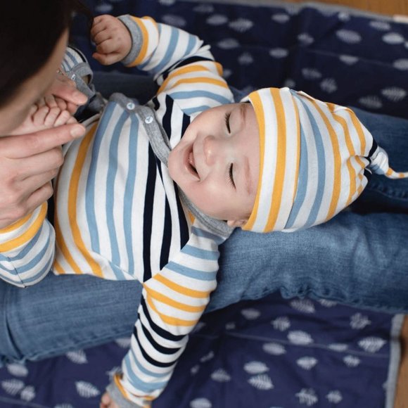 NWT Burt's Bees Kimono Striped 2 Pc Set Organic - Picture 2 of 2